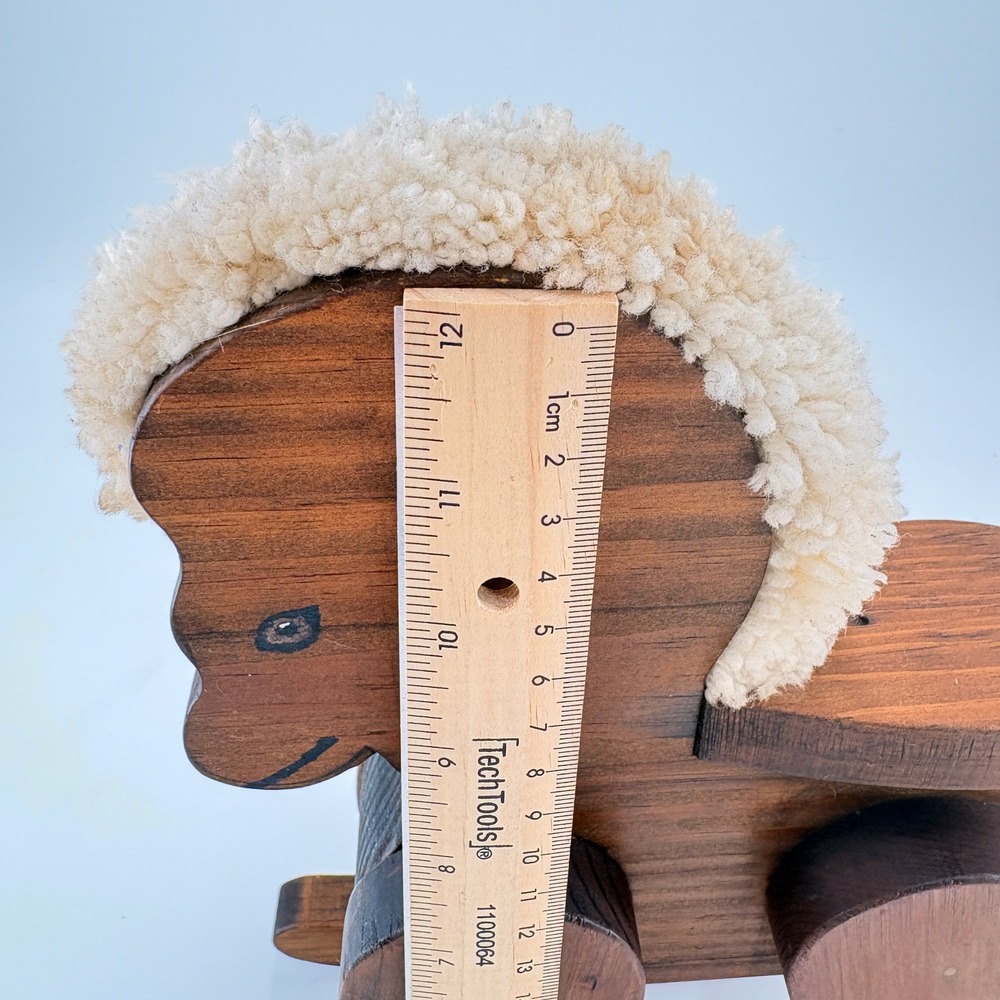 Vintage Handcrafted Wooden Rocking Horse Figurine Yarn Mane Heart Detail‎ - Picture 7 of 10